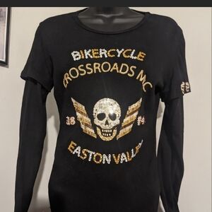 Bikercycle Crossroads MC Black Long Sleeve Tee